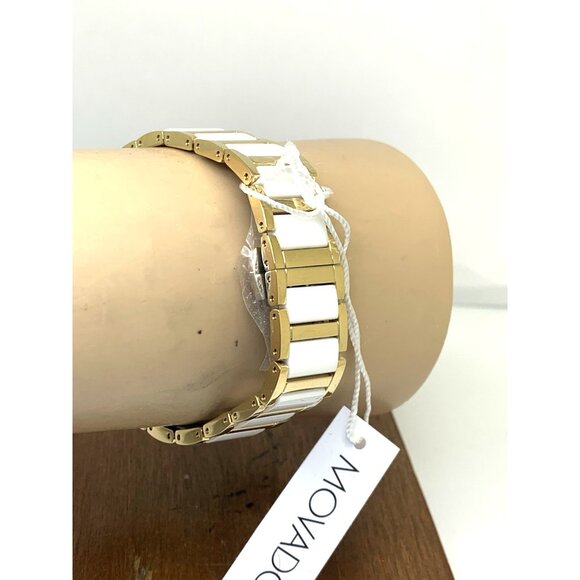 Movado Womens Watch 3601238 Bold White Dial Gold Swiss Quartz Ceramic Steel 34mm main image 4